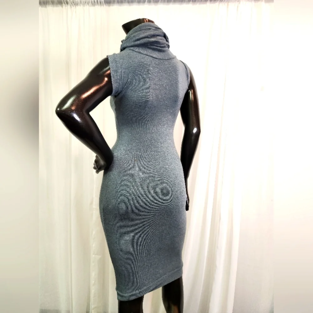 Green-Blue Sleeveless Dress with Cowl Neck -Mannequin Worn Only. - Picture 3 of 16